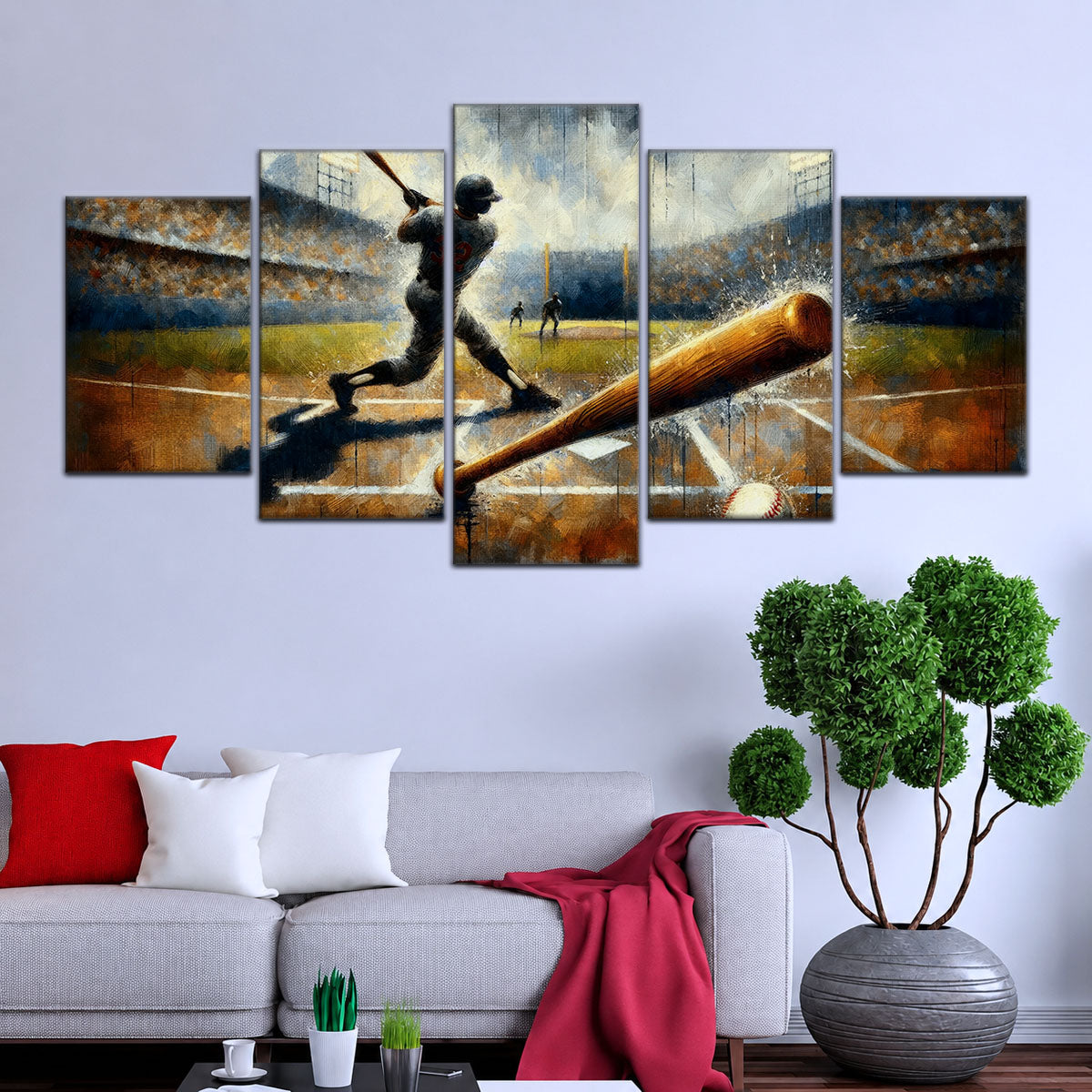 Baseball Canvas Wall Art - BB5039 - Baseball Game Action