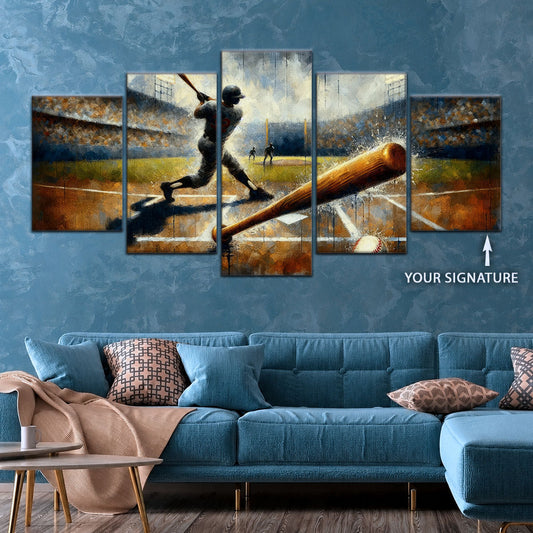 Baseball Canvas Wall Art - BB5039 - Baseball Game Action
