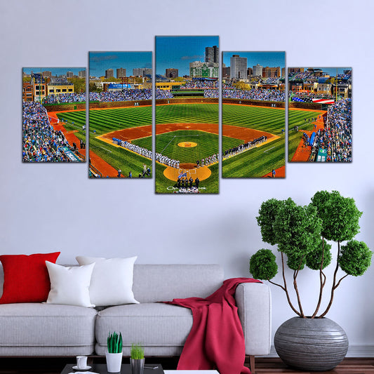 Baseball Canvas Wall Art - BB5051 - Wrigley Field A Stunning Of Chicago Baseball