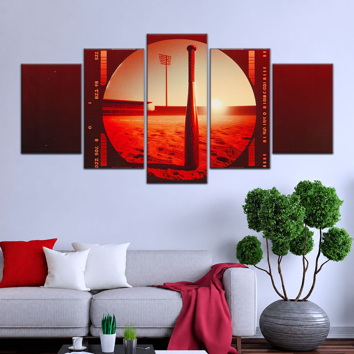 Baseball Canvas Wall Art - BB5053 - Sunset Baseball Bat