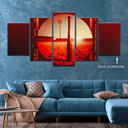 Baseball Canvas Wall Art - BB5053 - Sunset Baseball Bat
