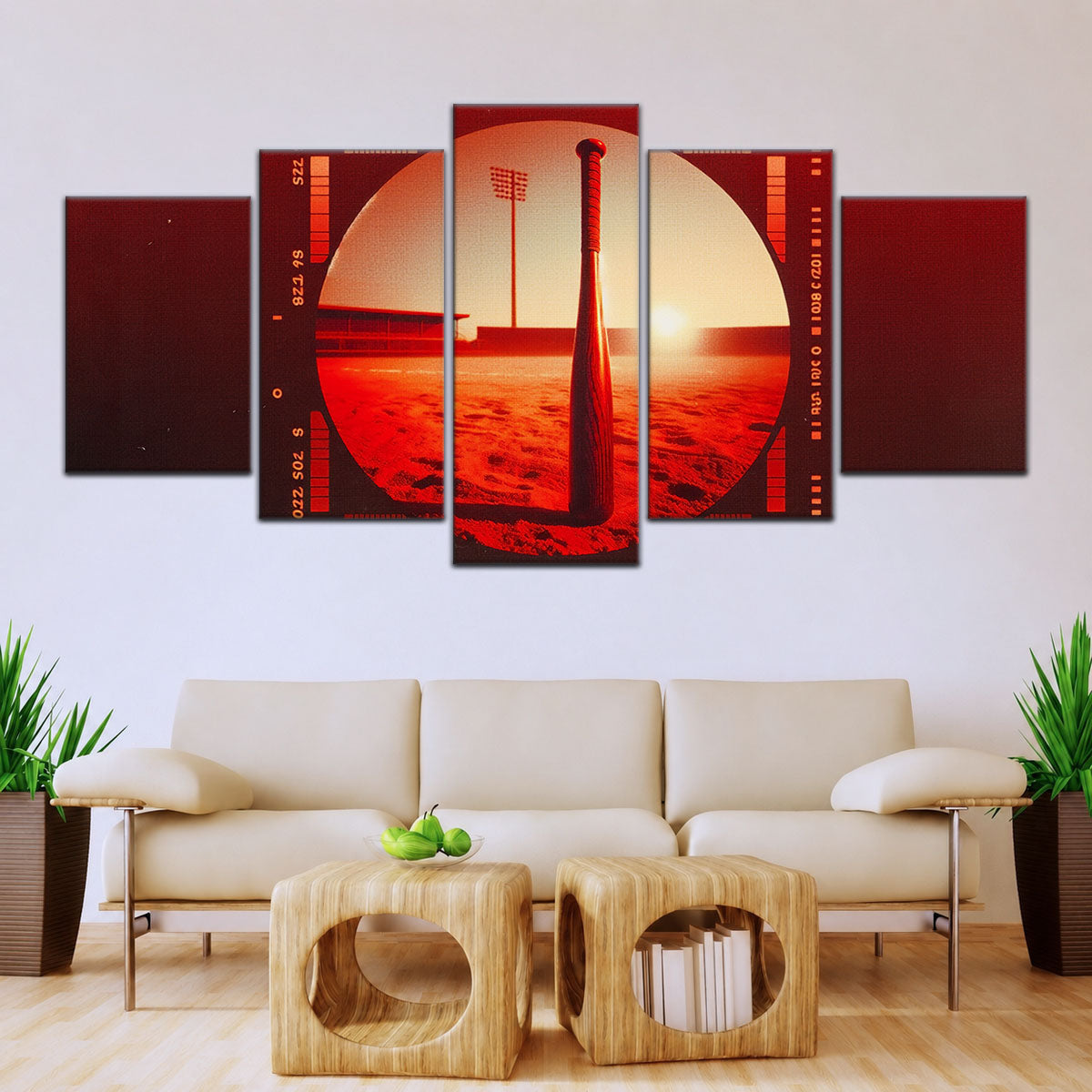 Baseball Canvas Wall Art - BB5053 - Sunset Baseball Bat