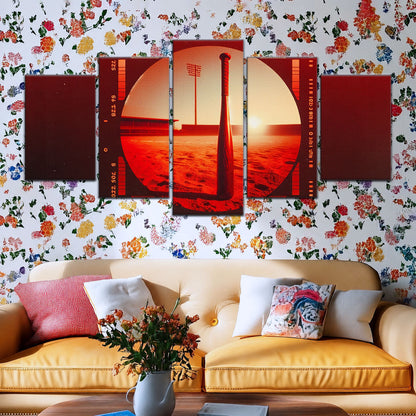 Baseball Canvas Wall Art - BB5053 - Sunset Baseball Bat