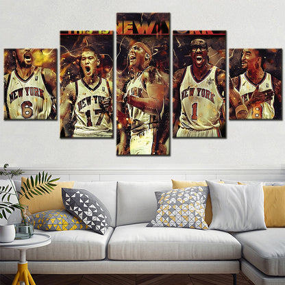 Basketball - 5 Pieces Wall Art - BK5025 - New York Knicks Team 1 - Basketball Poster - Basketball Canvas