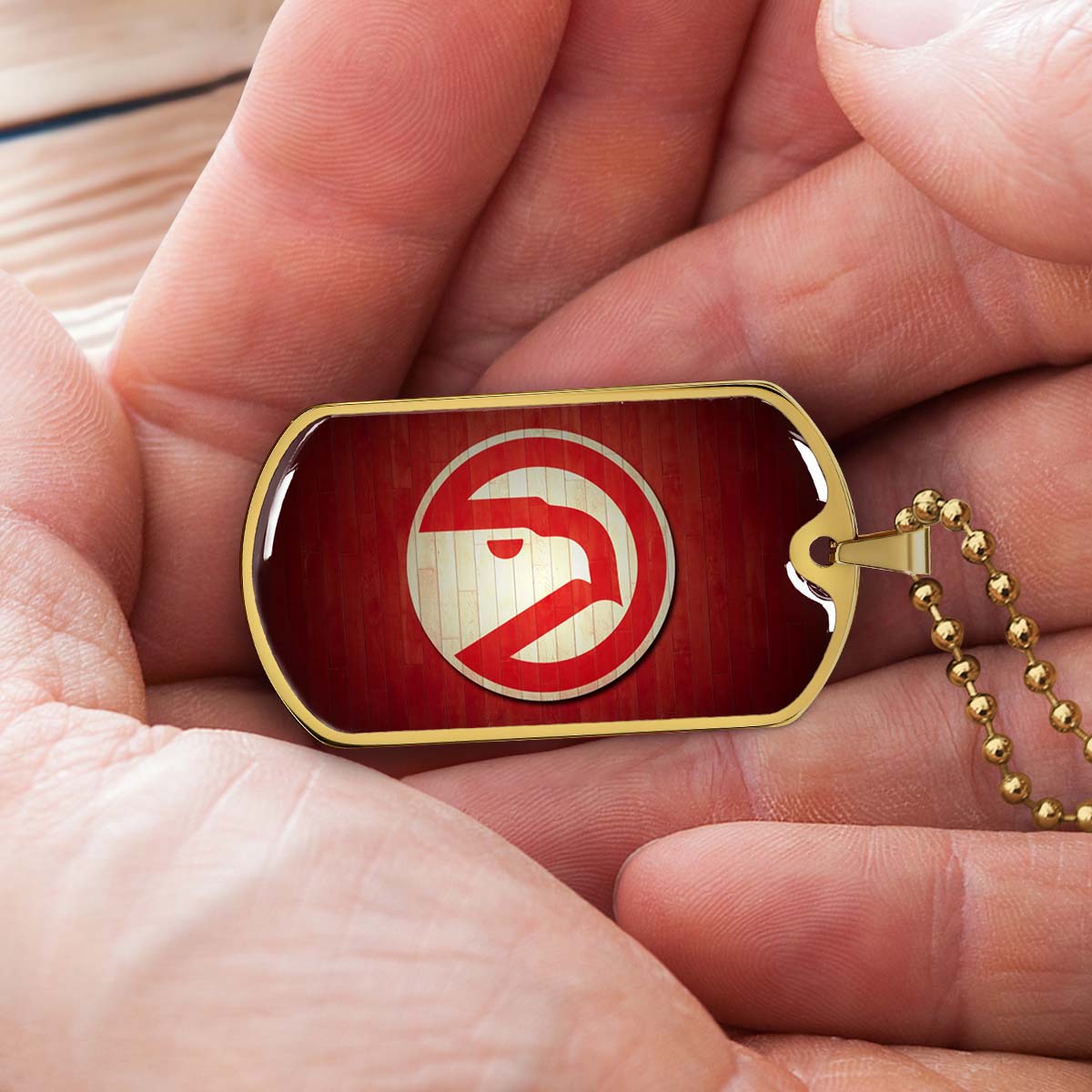 Basketball Dog Tag Necklace - BKD001 - Atlanta Hawks Sports - Military Ball Chain