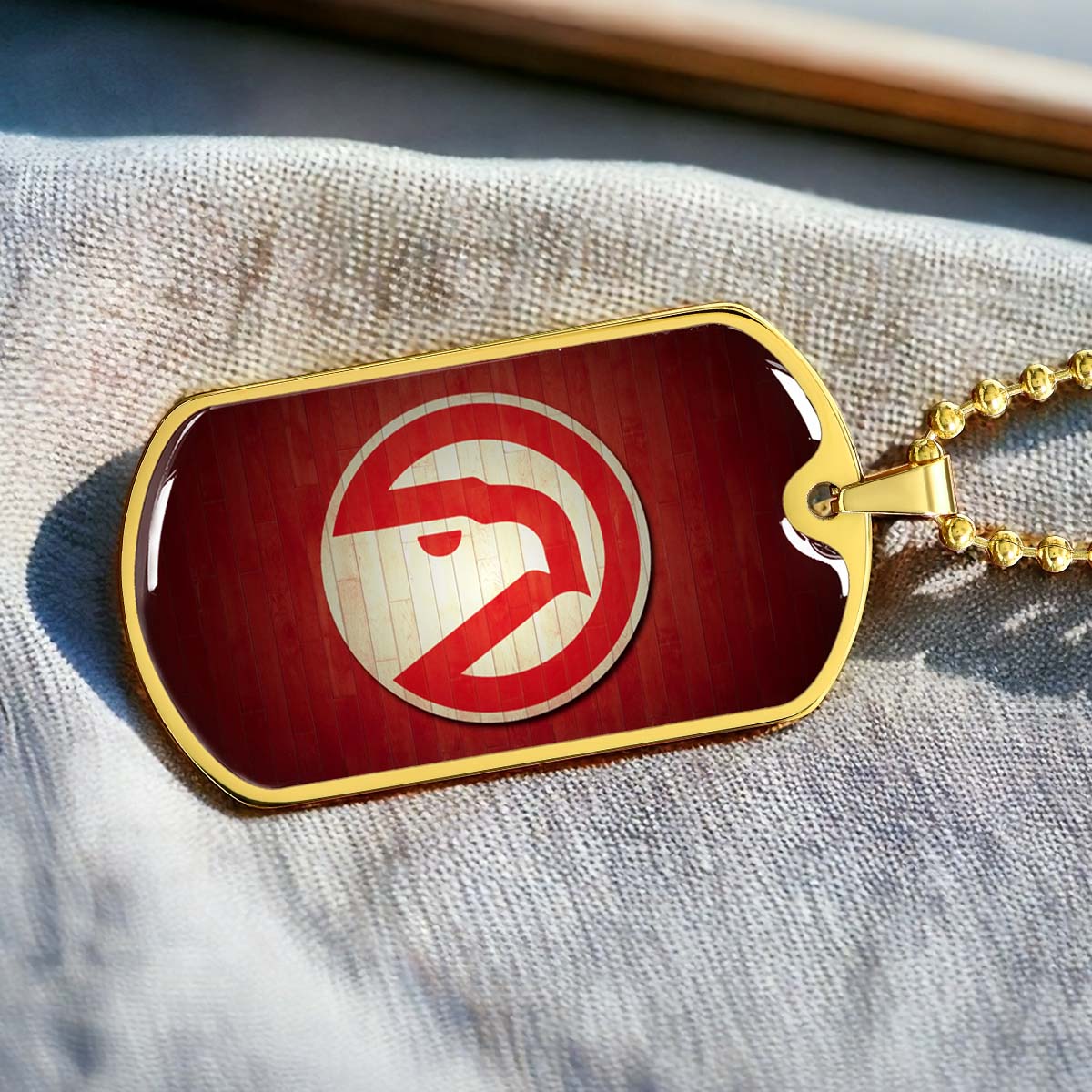 Basketball Dog Tag Necklace - BKD001 - Atlanta Hawks Sports - Military Ball Chain