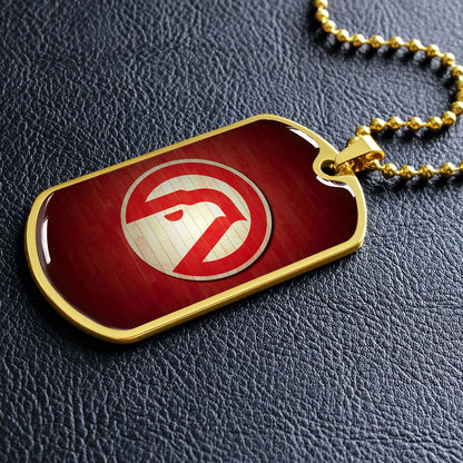 Basketball Dog Tag Necklace - BKD001 - Atlanta Hawks Sports - Military Ball Chain