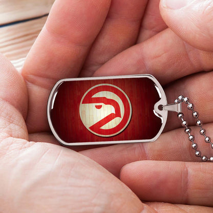 Basketball Dog Tag Necklace - BKD001 - Atlanta Hawks Sports - Military Ball Chain