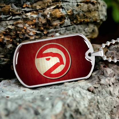 Basketball Dog Tag Necklace - BKD001 - Atlanta Hawks Sports - Military Ball Chain