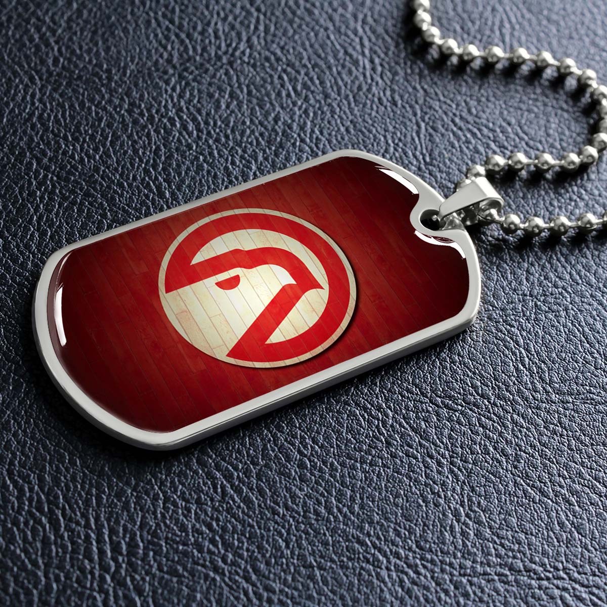 Basketball Dog Tag Necklace - BKD001 - Atlanta Hawks Sports - Military Ball Chain