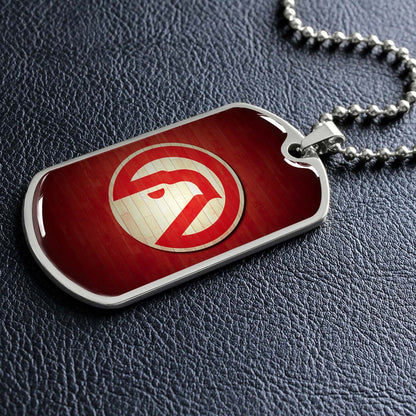 Basketball Dog Tag Necklace - BKD001 - Atlanta Hawks Sports - Military Ball Chain