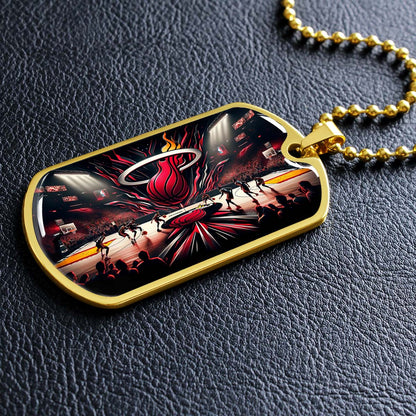 Basketball Dog Tag Necklace - BKD004 - Miami Heat Basketball - Military Ball Chain