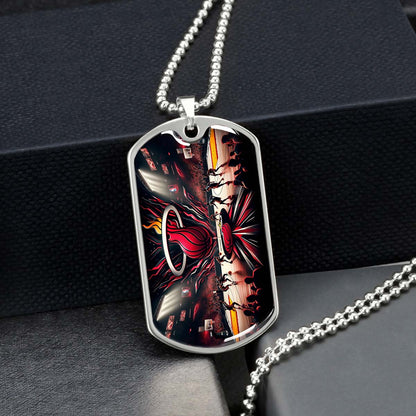 Basketball Dog Tag Necklace - BKD004 - Miami Heat Basketball - Military Ball Chain