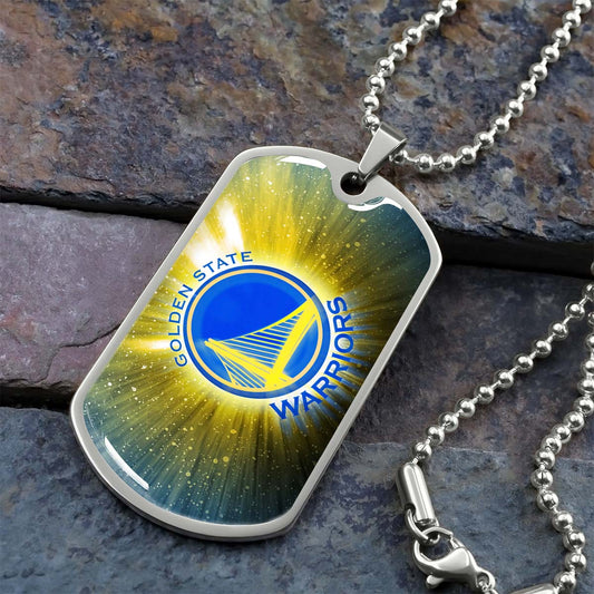 Basketball Dog Tag Necklace - BKD005 - Golden State Warriors - Military Ball Chain