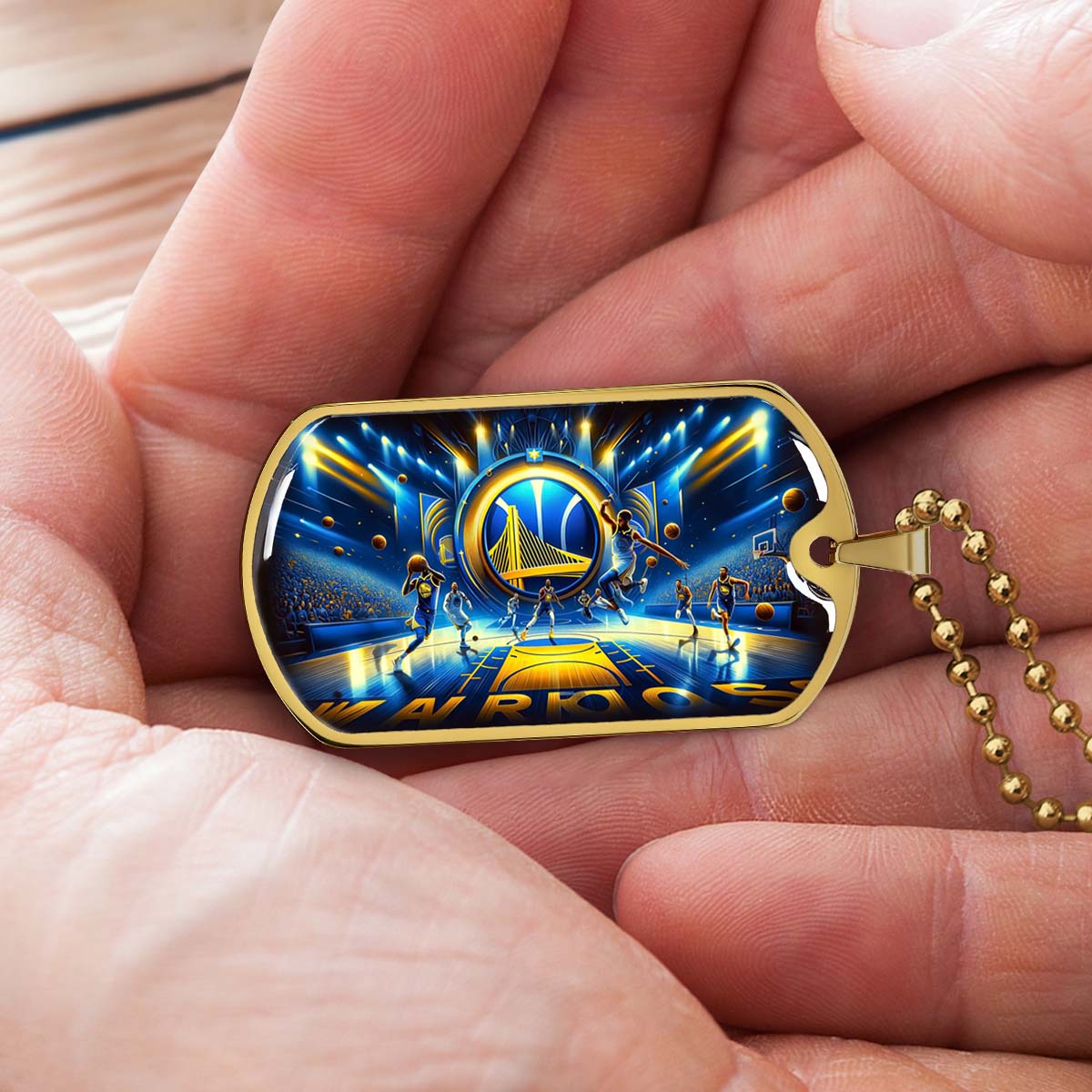 Basketball Dog Tag Necklace - BKD006 - Golden State Warriors - Military Ball Chain