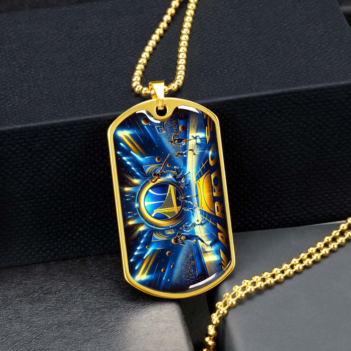 Basketball Dog Tag Necklace - BKD006 - Golden State Warriors - Military Ball Chain