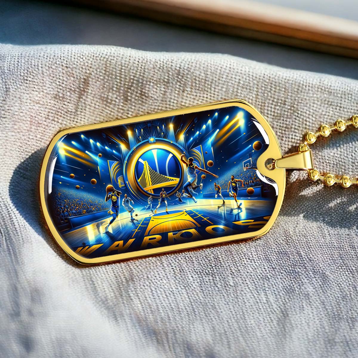 Basketball Dog Tag Necklace - BKD006 - Golden State Warriors - Military Ball Chain