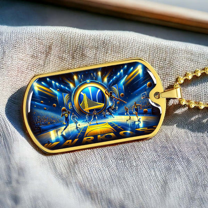 Basketball Dog Tag Necklace - BKD006 - Golden State Warriors - Military Ball Chain
