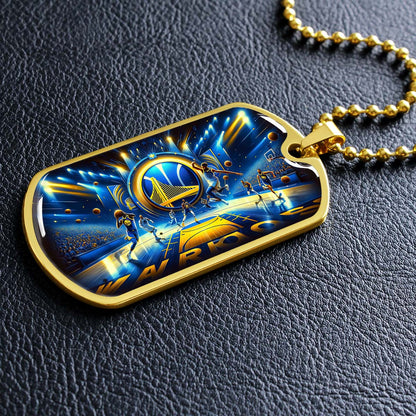 Basketball Dog Tag Necklace - BKD006 - Golden State Warriors - Military Ball Chain