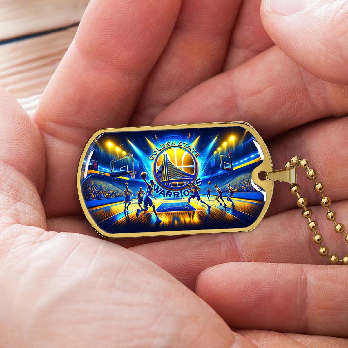 Basketball Dog Tag Necklace - BKD007 - Golden State Warriors - Military Ball Chain