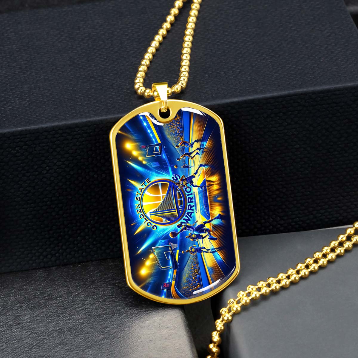 Basketball Dog Tag Necklace - BKD007 - Golden State Warriors - Military Ball Chain