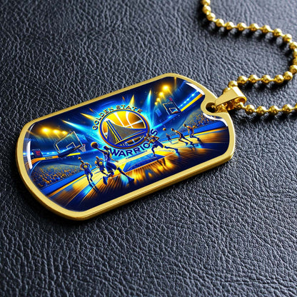 Basketball Dog Tag Necklace - BKD007 - Golden State Warriors - Military Ball Chain