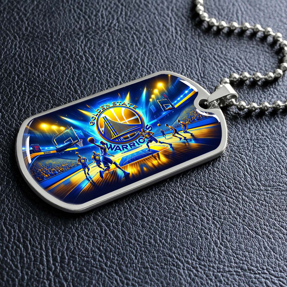 Basketball Dog Tag Necklace - BKD007 - Golden State Warriors - Military Ball Chain