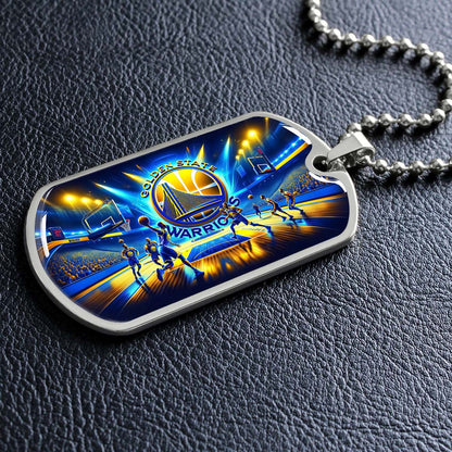 Basketball Dog Tag Necklace - BKD007 - Golden State Warriors - Military Ball Chain