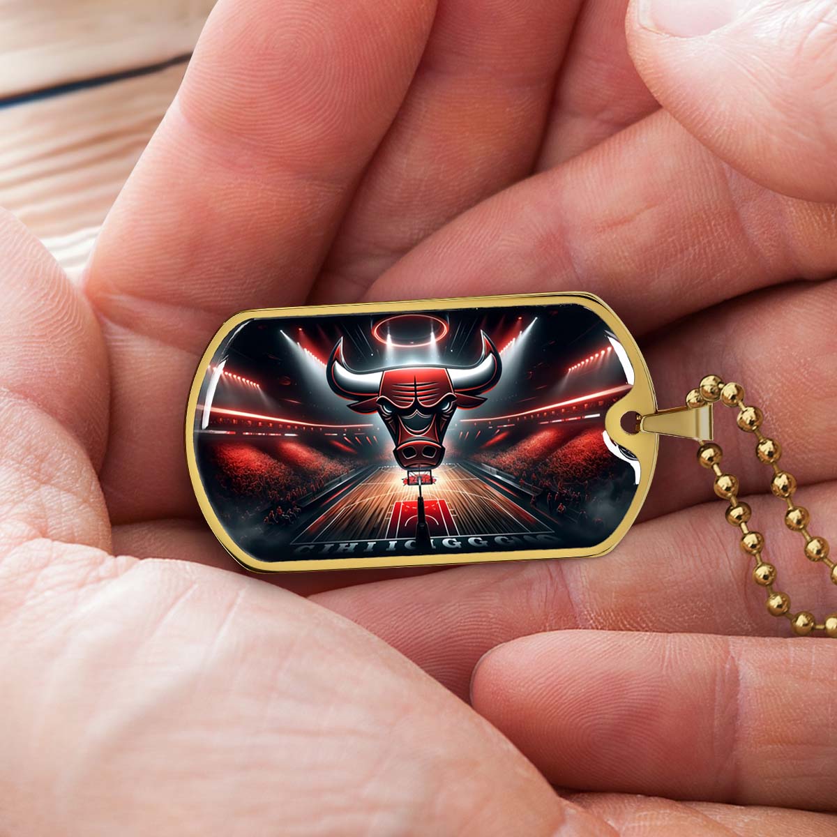 Basketball Dog Tag Necklace - BKD008 - Chicago Bulls - Military Ball Chain