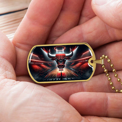 Basketball Dog Tag Necklace - BKD008 - Chicago Bulls - Military Ball Chain