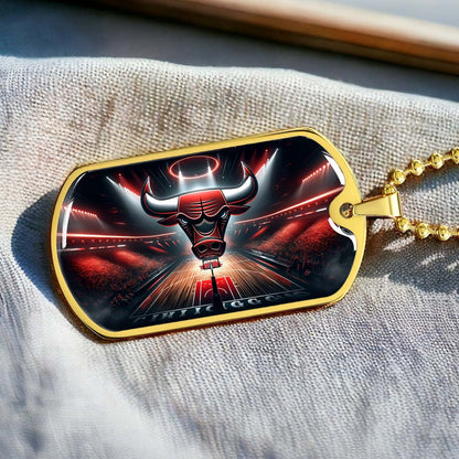 Basketball Dog Tag Necklace - BKD008 - Chicago Bulls - Military Ball Chain