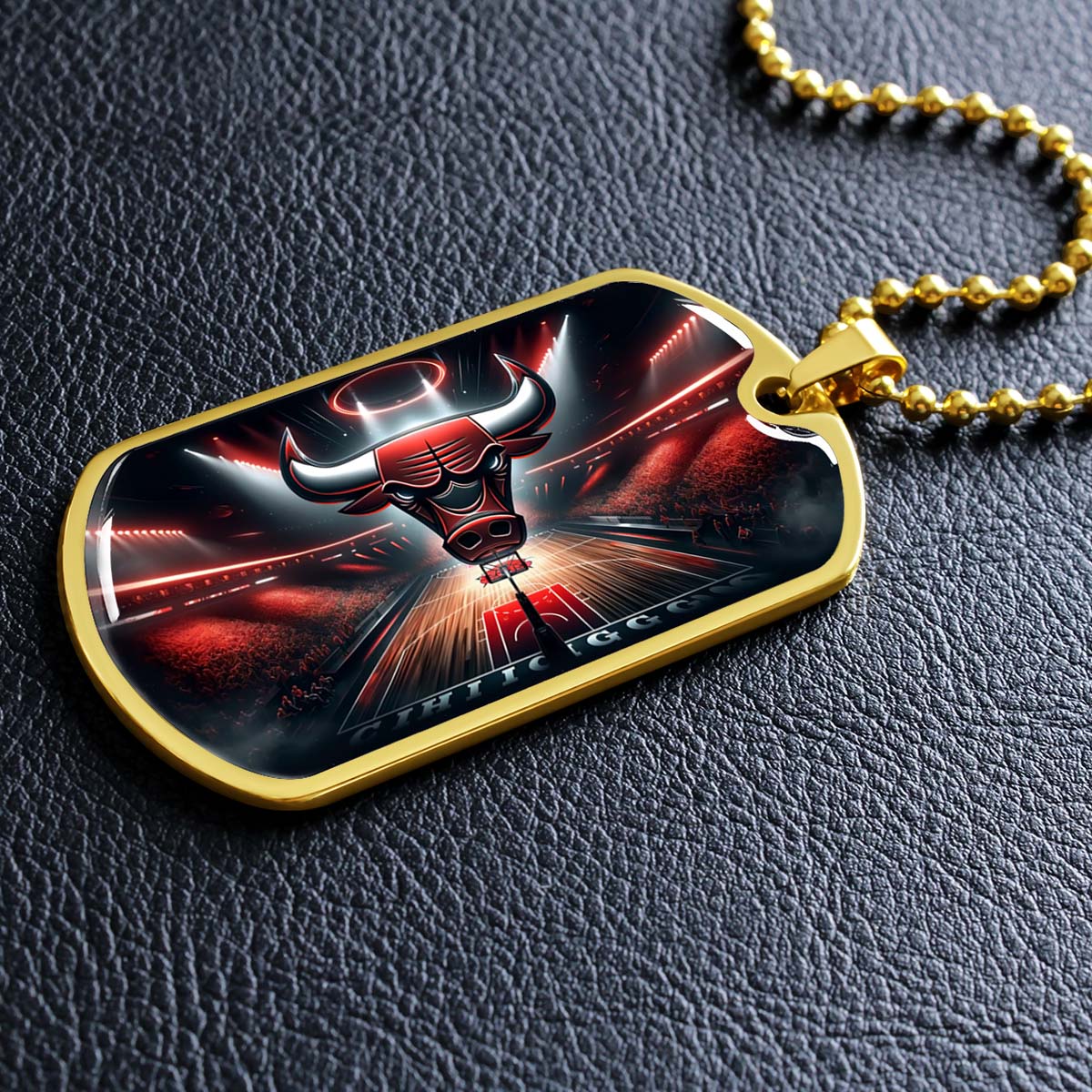 Basketball Dog Tag Necklace - BKD008 - Chicago Bulls - Military Ball Chain