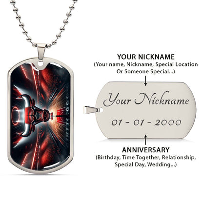 Basketball Dog Tag Necklace - BKD008 - Chicago Bulls - Military Ball Chain