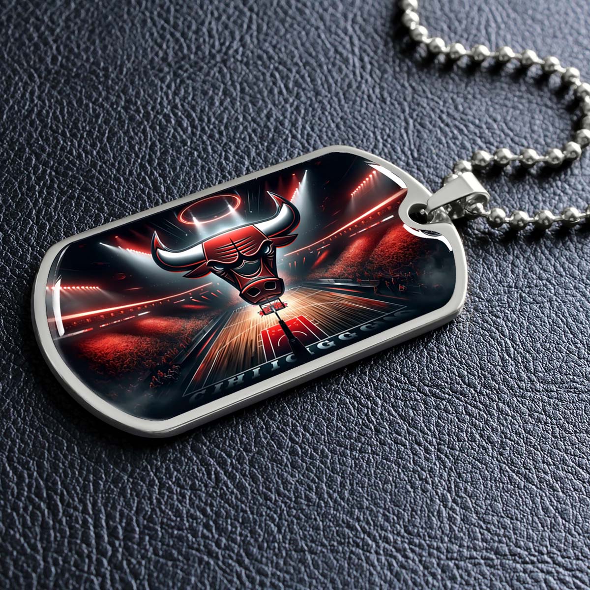 Basketball Dog Tag Necklace - BKD008 - Chicago Bulls - Military Ball Chain