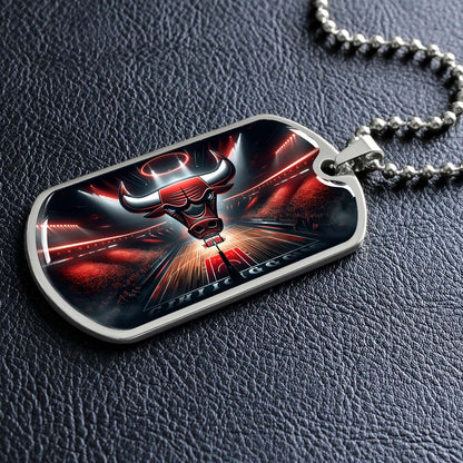 Basketball Dog Tag Necklace - BKD008 - Chicago Bulls - Military Ball Chain