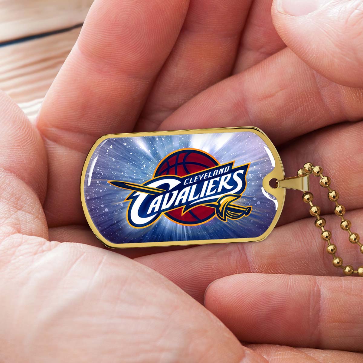 Basketball Dog Tag Necklace - BKD010 - Cleveland Cavaliers - Military Ball Chain