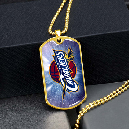 Basketball Dog Tag Necklace - BKD010 - Cleveland Cavaliers - Military Ball Chain