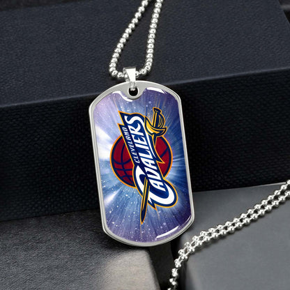 Basketball Dog Tag Necklace - BKD010 - Cleveland Cavaliers - Military Ball Chain