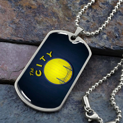 Basketball Dog Tag Necklace - BKD014 - Golden State Warriors Sports - The City - Military Ball Chain