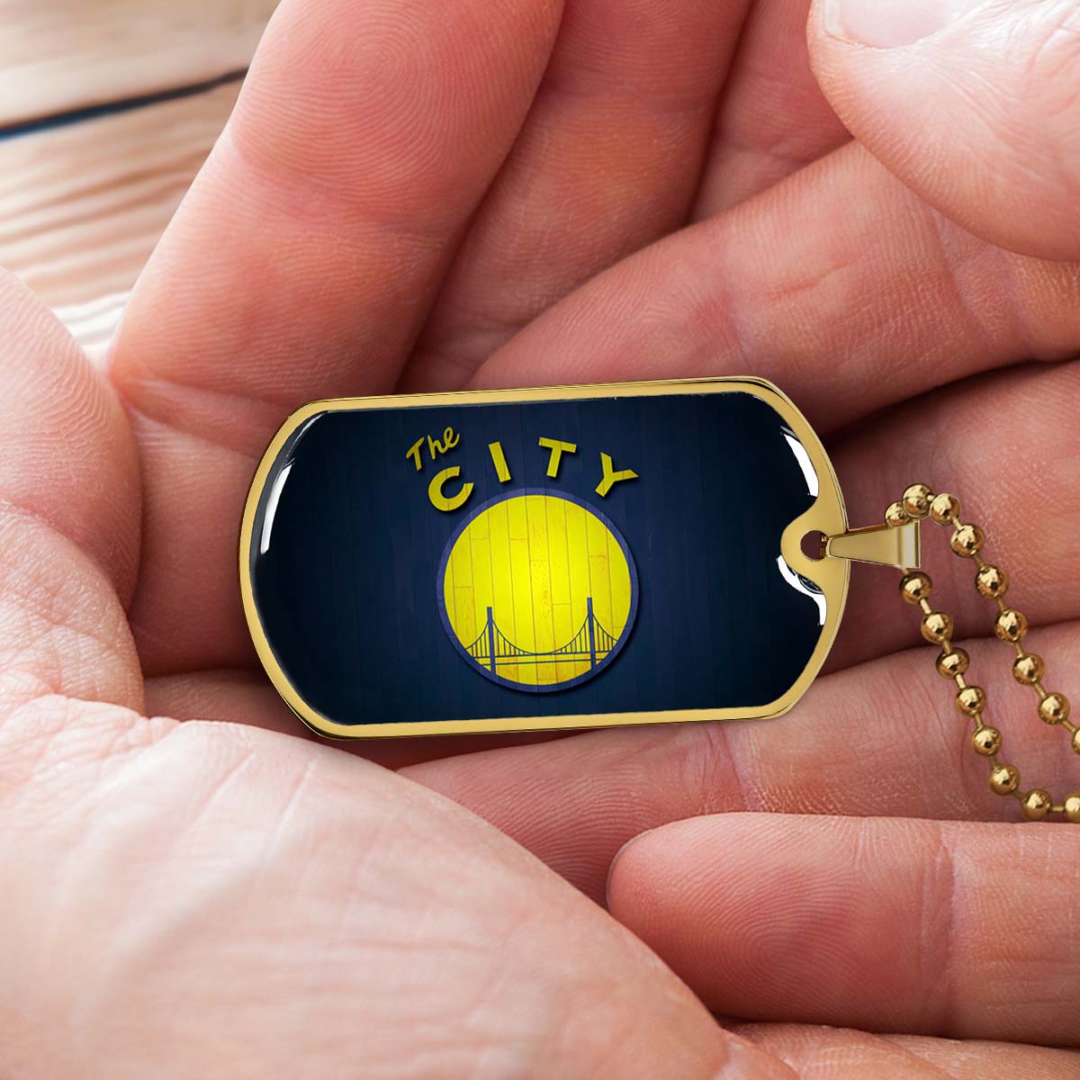 Basketball Dog Tag Necklace - BKD014 - Golden State Warriors Sports - The City - Military Ball Chain