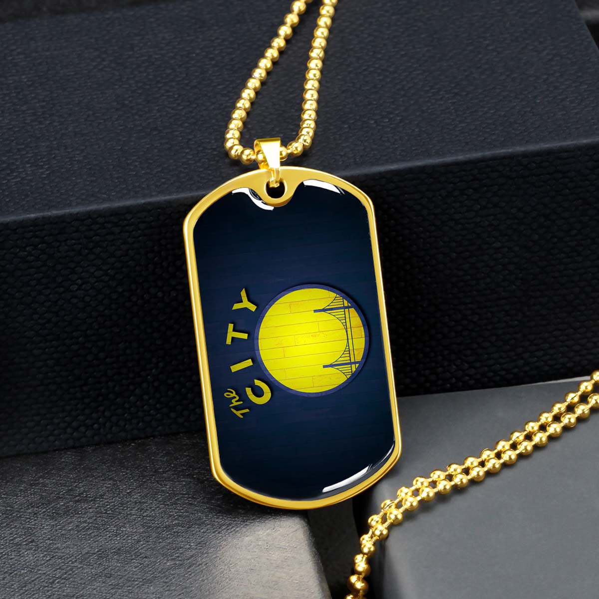 Basketball Dog Tag Necklace - BKD014 - Golden State Warriors Sports - The City - Military Ball Chain