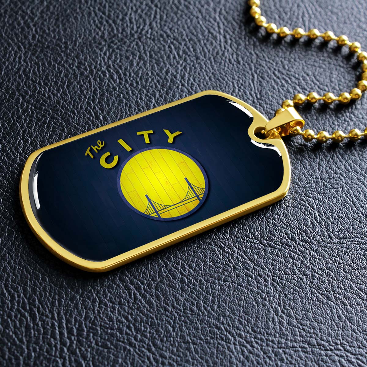 Basketball Dog Tag Necklace - BKD014 - Golden State Warriors Sports - The City - Military Ball Chain