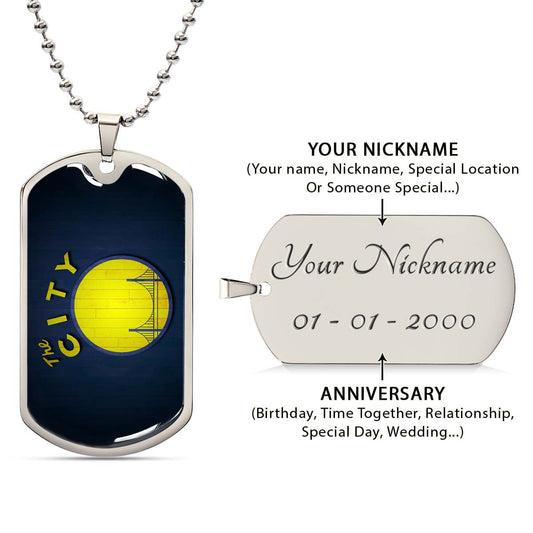 Basketball Dog Tag Necklace - BKD014 - Golden State Warriors Sports - The City - Military Ball Chain