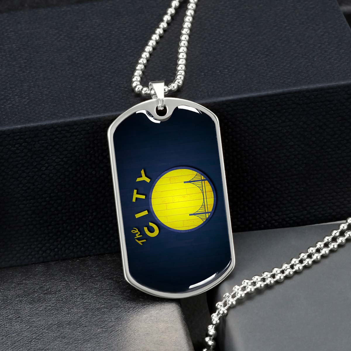 Basketball Dog Tag Necklace - BKD014 - Golden State Warriors Sports - The City - Military Ball Chain
