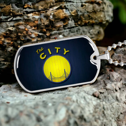 Basketball Dog Tag Necklace - BKD014 - Golden State Warriors Sports - The City - Military Ball Chain