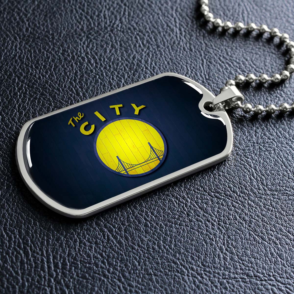 Basketball Dog Tag Necklace - BKD014 - Golden State Warriors Sports - The City - Military Ball Chain