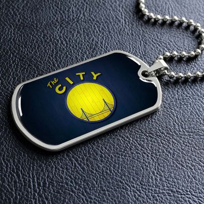 Basketball Dog Tag Necklace - BKD014 - Golden State Warriors Sports - The City - Military Ball Chain