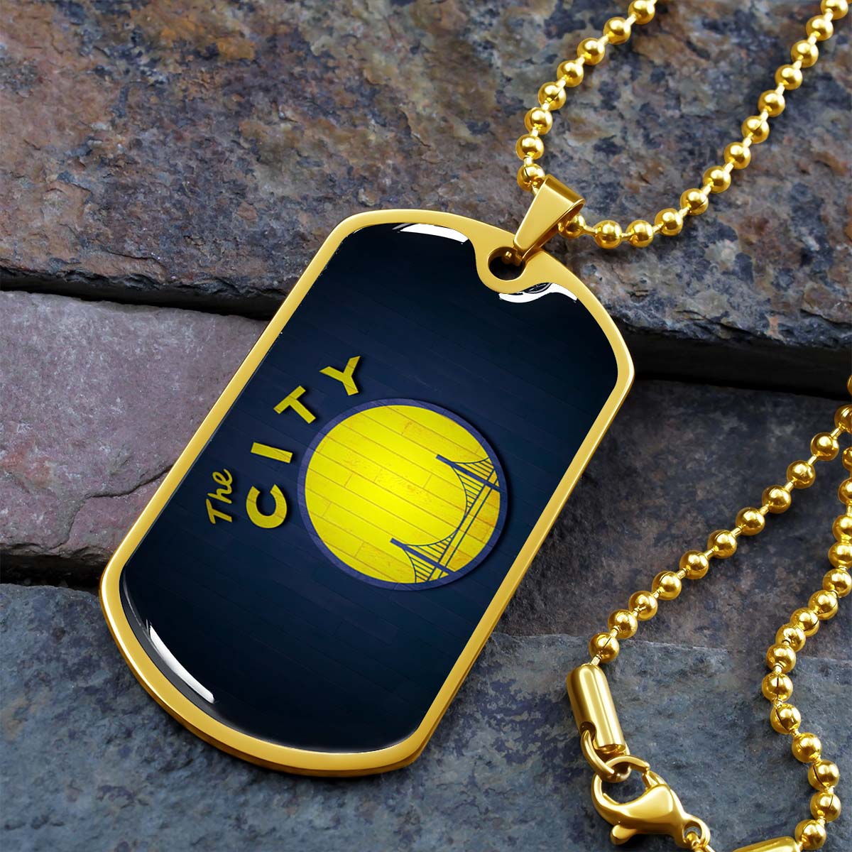 Basketball Dog Tag Necklace - BKD014 - Golden State Warriors Sports - The City - Military Ball Chain