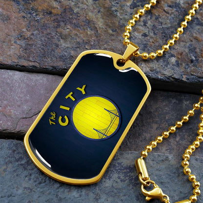 Basketball Dog Tag Necklace - BKD014 - Golden State Warriors Sports - The City - Military Ball Chain
