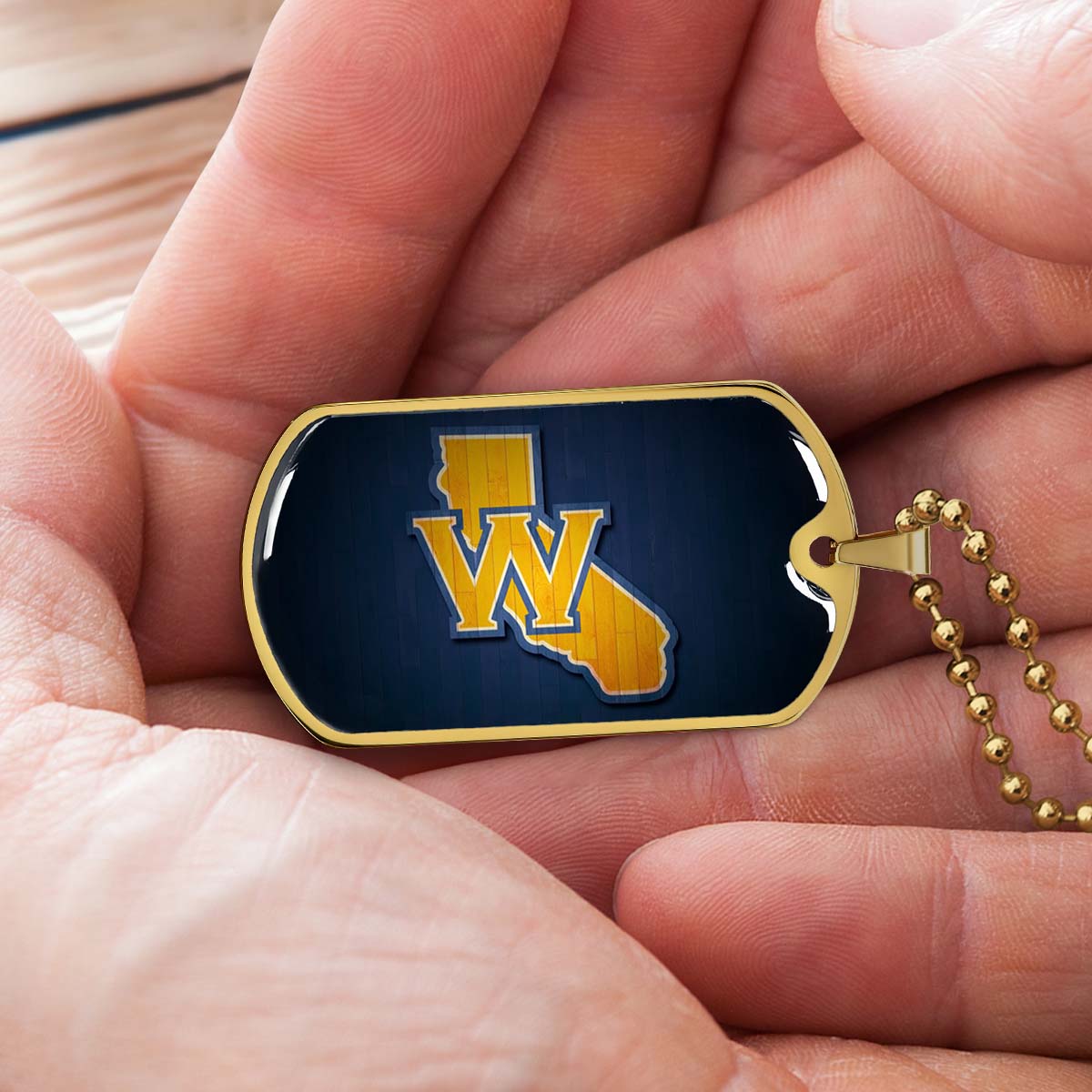 Basketball Dog Tag Necklace - BKD015 - Golden State Warriors Sports - Military Ball Chain